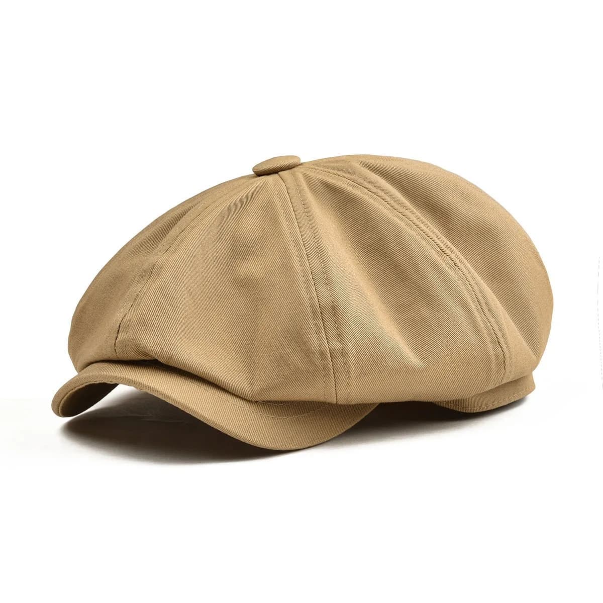 BOTVELA Men's 100% Cotton Newsboy Cap | Khaki, 7 3/8 (23.2 inches)