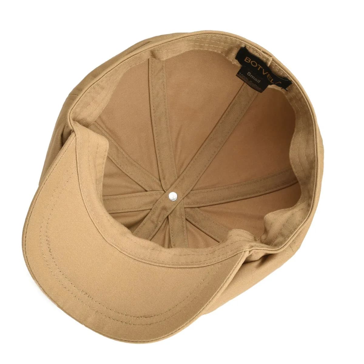 BOTVELA Men's 100% Cotton Newsboy Cap | Khaki, 7 3/8 (23.2 inches) - view 6