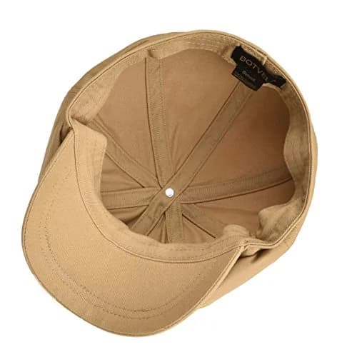 BOTVELA Men's 100% Cotton Newsboy Cap | Khaki, 7 3/8 (23.2 inches) thumbnail 6