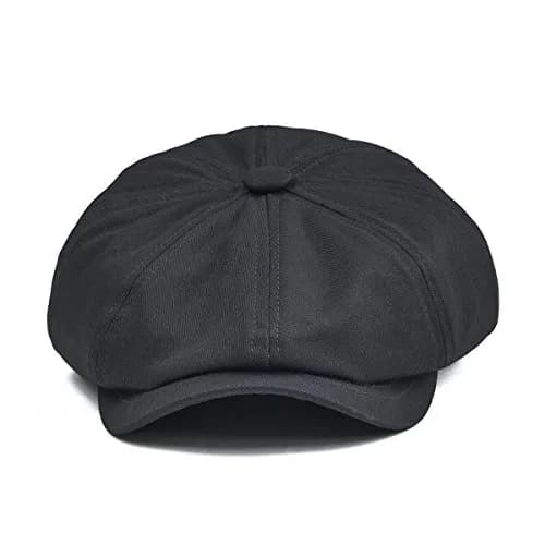BOTVELA Men's 100% Cotton Newsboy Flat Cap | Black, Size 7 3/8 (58.5 cm) - view 3