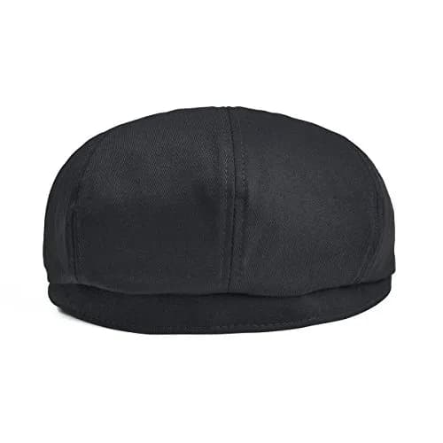 BOTVELA Men's 100% Cotton Newsboy Flat Cap | Black, Size 7 3/8 (58.5 cm) - view 4