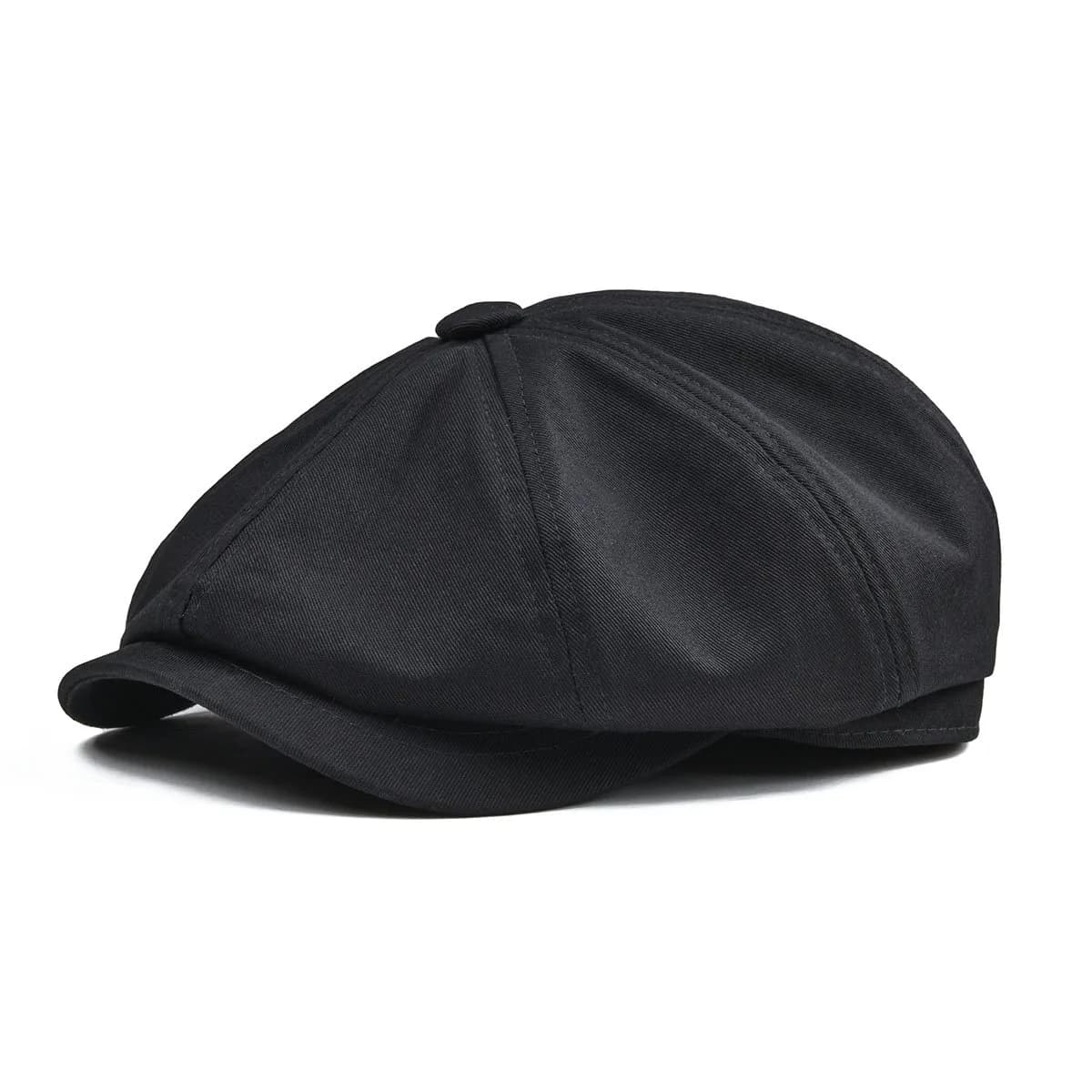 BOTVELA Men's 100% Cotton Newsboy Flat Cap | Light Blue, 7 3/8 (58.5 cm) — Black / 7 3/8