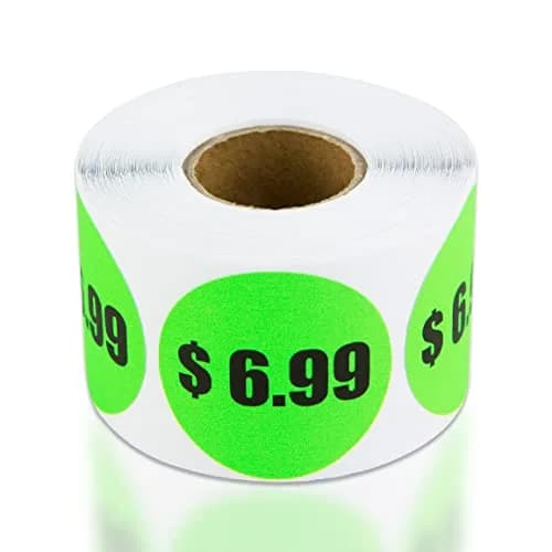 OfficeSmartLabels $6.99 Preprinted Price Stickers 1.5 Inch Round | Fluorescent Green, 300 Labels thumbnail 1