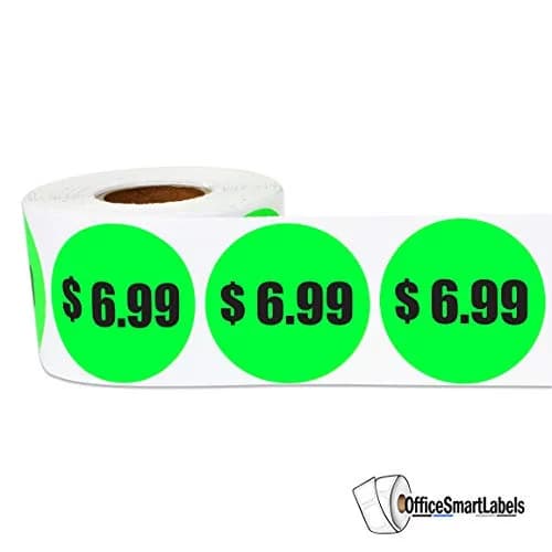 OfficeSmartLabels $6.99 Preprinted Price Stickers 1.5 Inch Round | Fluorescent Green, 300 Labels thumbnail 2