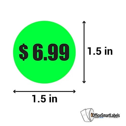 OfficeSmartLabels $6.99 Preprinted Price Stickers 1.5 Inch Round | Fluorescent Green, 300 Labels thumbnail 3