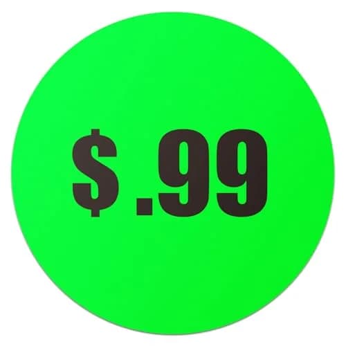 OfficeSmartLabels .99 Cent Price Stickers 1.5 Inch Round Neon Green | Self-Adhesive, Durable, Easy Peel thumbnail 1