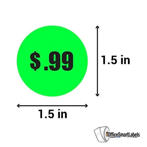OfficeSmartLabels .99 Cent Price Stickers 1.5 Inch Round Neon Green | Self-Adhesive, Durable, Easy Peel thumbnail 2