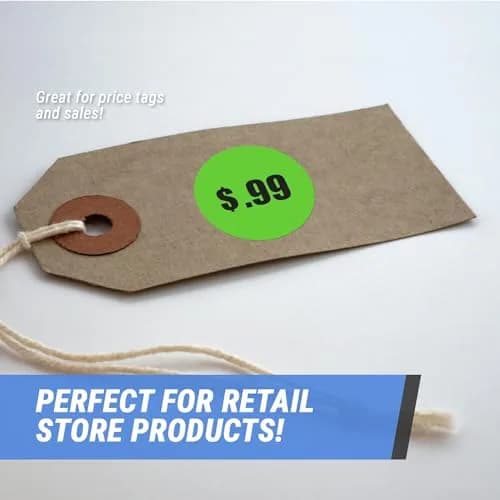 OfficeSmartLabels .99 Cent Price Stickers 1.5 Inch Round Neon Green | Self-Adhesive, Durable, Easy Peel thumbnail 3