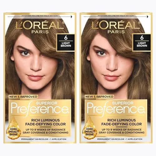 L'Oreal Paris Superior Preference Light Ash Brown Hair Color - 1 Count (Pack of 2) thumbnail 1
