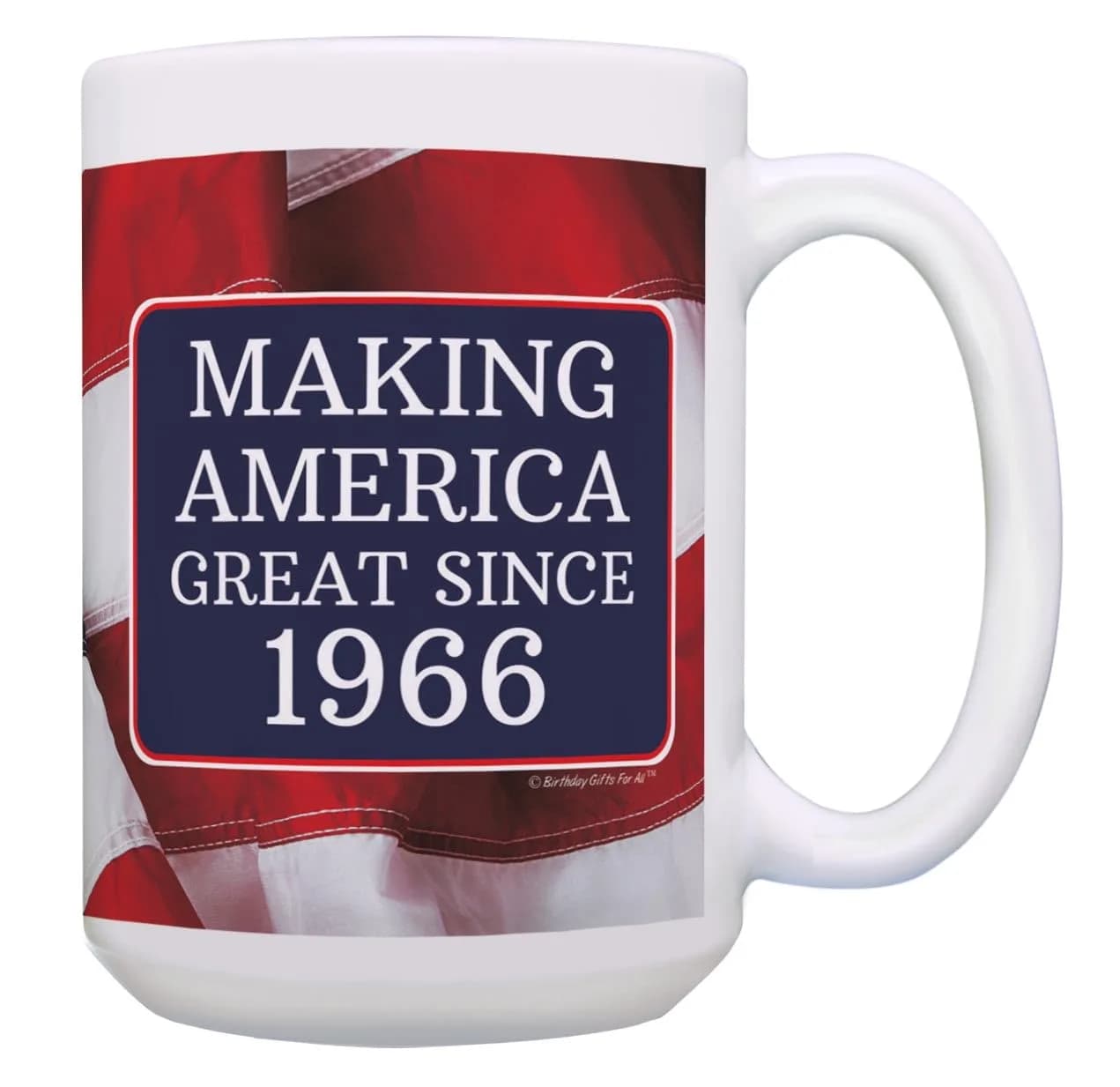 ThisWear Making America Great Since 1966 Flag 15oz Coffee Mug | Classic USA Flag Design (70-120 chars) — 15oz - USA Flag