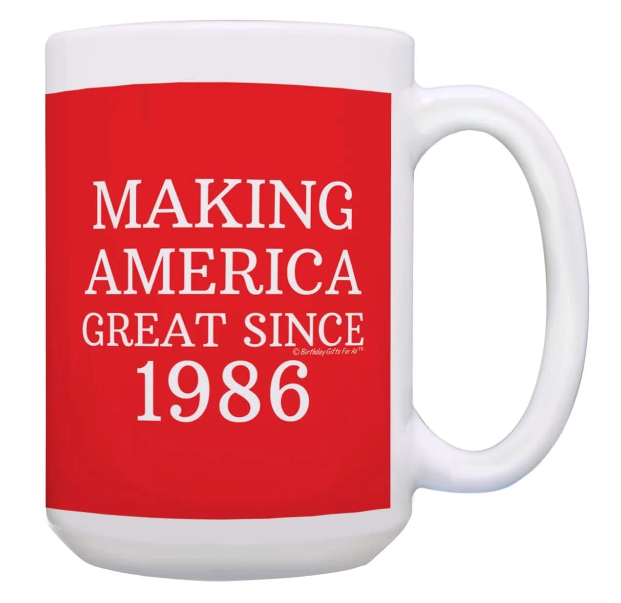 ThisWear Making America Great Since 1986 15oz Coffee Mug | Classic Red Ceramic - main product image