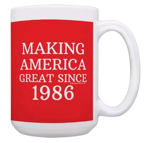 ThisWear Making America Great Since 1986 15oz Coffee Mug | Classic Red Ceramic thumbnail 1