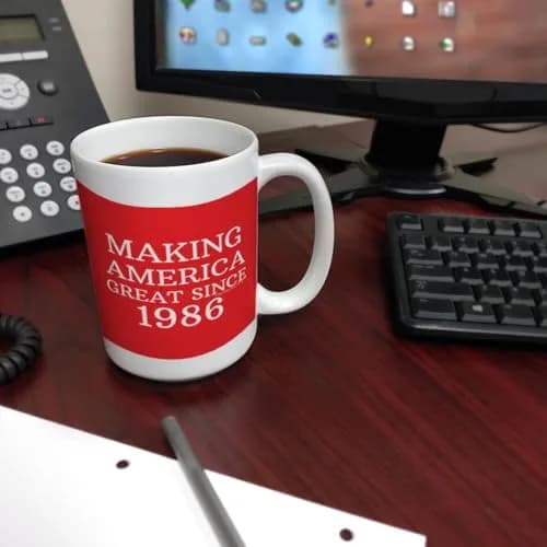 ThisWear Making America Great Since 1986 15oz Coffee Mug | Classic Red Ceramic thumbnail 4