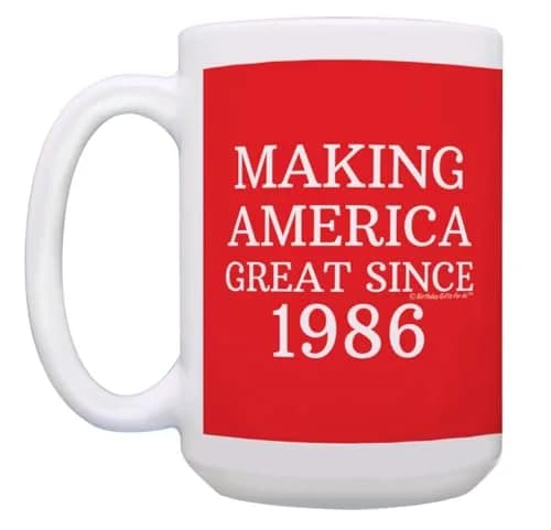 ThisWear Making America Great Since 1986 15oz Coffee Mug | Classic Red Ceramic thumbnail 6