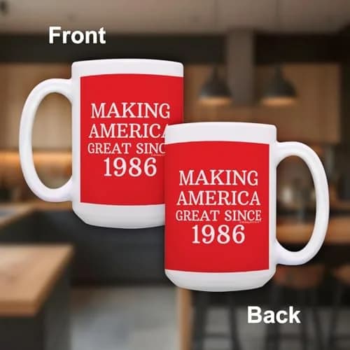 ThisWear Making America Great Since 1986 15oz Coffee Mug | Classic Red Ceramic thumbnail 2