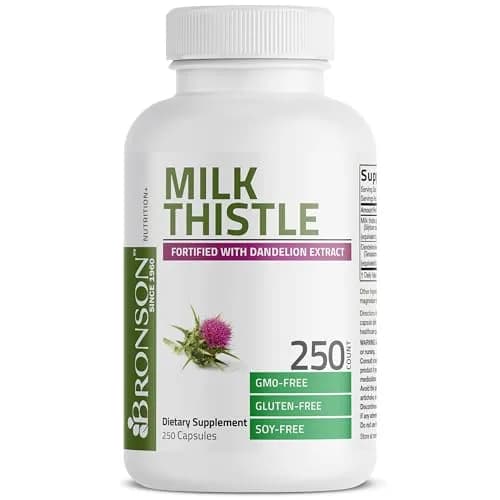 Bronson Milk Thistle Silymarin Marianum & Dandelion Extract 250 Capsules | Liver Support & Detox thumbnail 5
