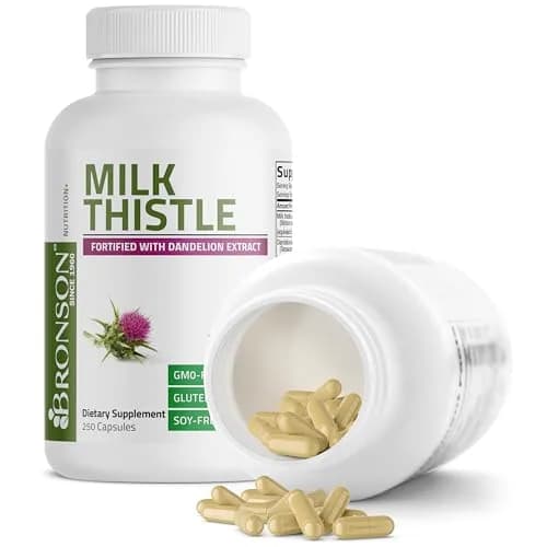 Bronson Milk Thistle Silymarin Marianum & Dandelion Extract 250 Capsules | Liver Support & Detox thumbnail 6