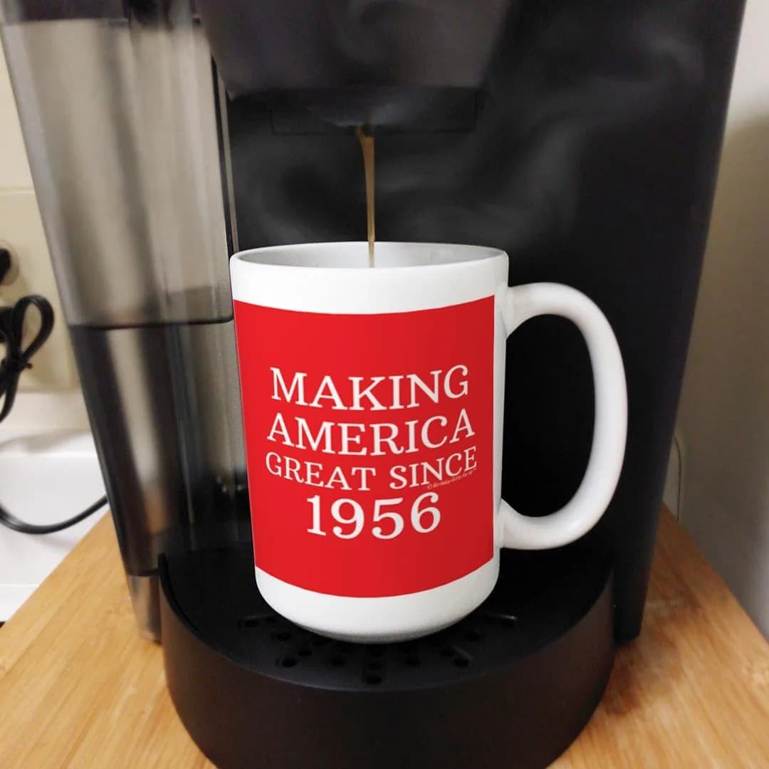 ThisWear Making America Great Since 1956 15oz Coffee Mug | Classic Red Ceramic Drinkware (70-120 chars) thumbnail 3