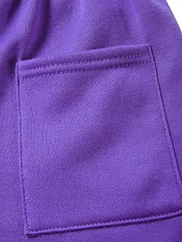 Ma Croix Essentials Mens Premium Brushed Sweat Shorts Lightweight Fleece Elastic Gym Loungewear (Large, 1IHA0004_Purple) | Moisture Wicking, Elastic Waist, Fitted Fit thumbnail 4