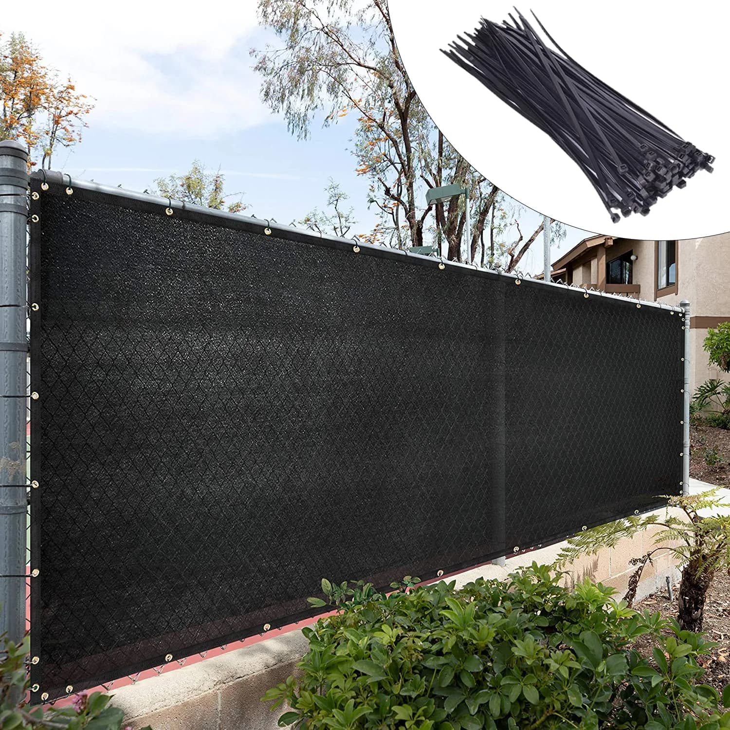 Royal Shade Heavy Duty Black Fence Privacy Screen 6' x 50' | 90% Blockage for Patio & Pool