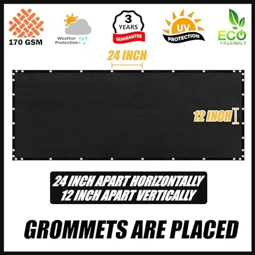 Royal Shade Heavy Duty Black Fence Privacy Screen 6' x 50' | 90% Blockage for Patio & Pool thumbnail 4