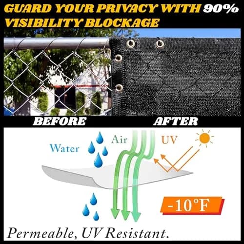 Royal Shade Heavy Duty Black Fence Privacy Screen 6' x 50' | 90% Blockage for Patio & Pool thumbnail 3