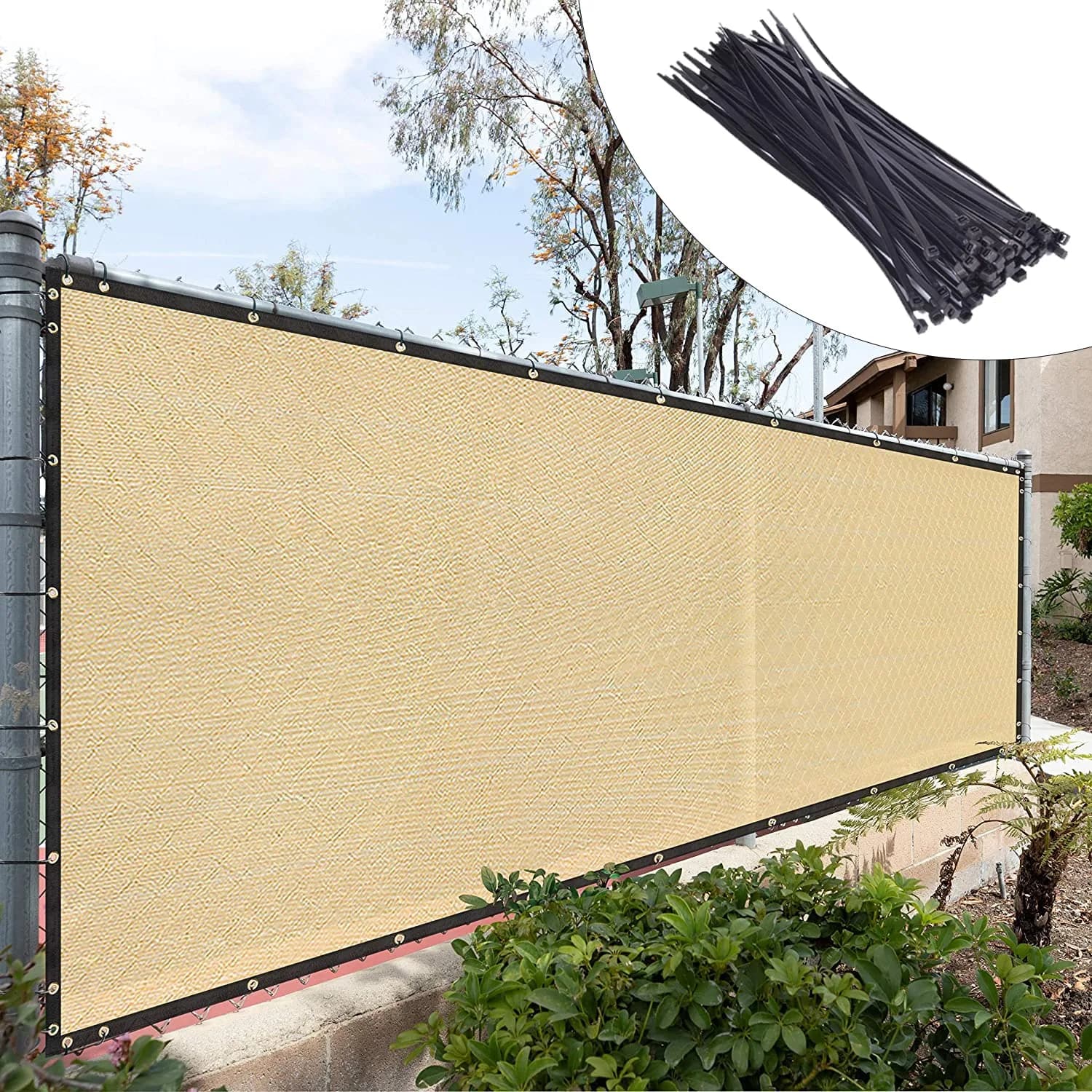 Royal Shade 6' x 50' Beige Fence Privacy Screen Heavy Duty Windscreen | 90% Blockage, UV Resistant - main product image