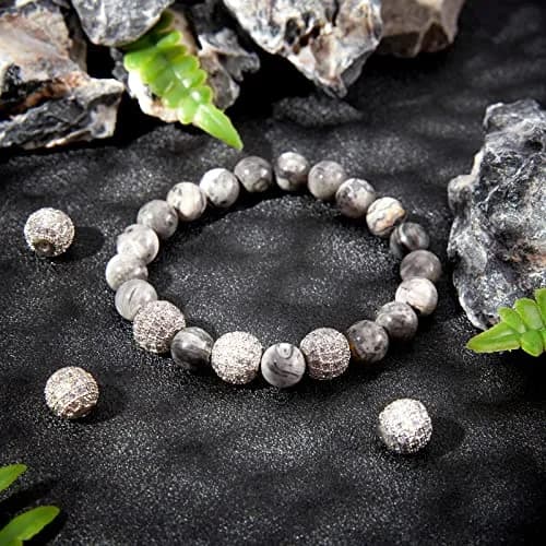 NBEADS 10 Pcs About 9.5~10mm Platinum Color Cubic Zirconia Beads | Sparkling Jewelry Spacer thumbnail 2