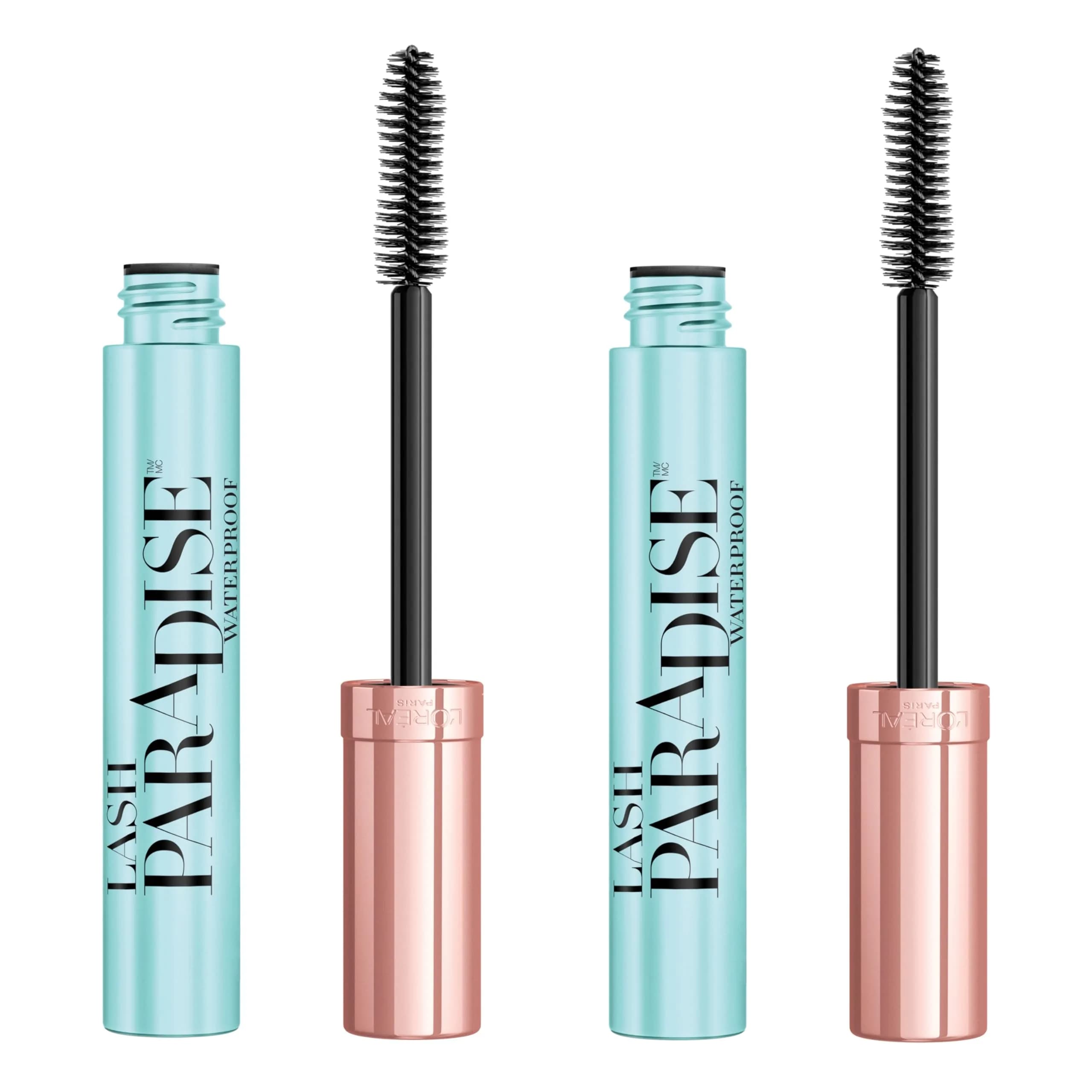 L'Oreal Paris Lash Paradise Waterproof Mascara, Black, 7.4ml (0.25 Fl Oz) | Voluptuous Volume & Intense Length — Waterproof Blackest Black / 0.25 Fl Oz
