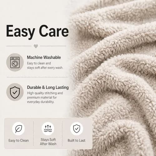 Reafort Sherpa Body Pillow Cover 21"x54" | Zipper Closure, Ultra Soft Plush Feel, Black thumbnail 9