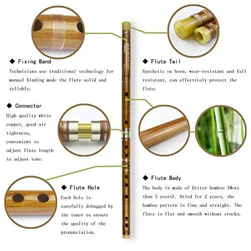 PHYSKOW G Key Dizi Bitter Bamboo Flute for Beginners | 48 cm (19 in) thumbnail 2