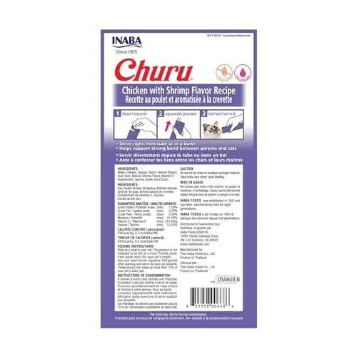 INABA Churu Cat Treats Chicken with Shrimp Recipe Lickable Purée 24 Tubes (12 oz / 336 g) | High Moisture, Low Calorie thumbnail 7