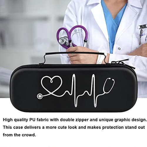 BOVKE Stethoscope Case for 3M Littmann Classic III, Lightweight II S.E, MDF Acoustica Deluxe, Black | Extra Room for Accessories thumbnail 6