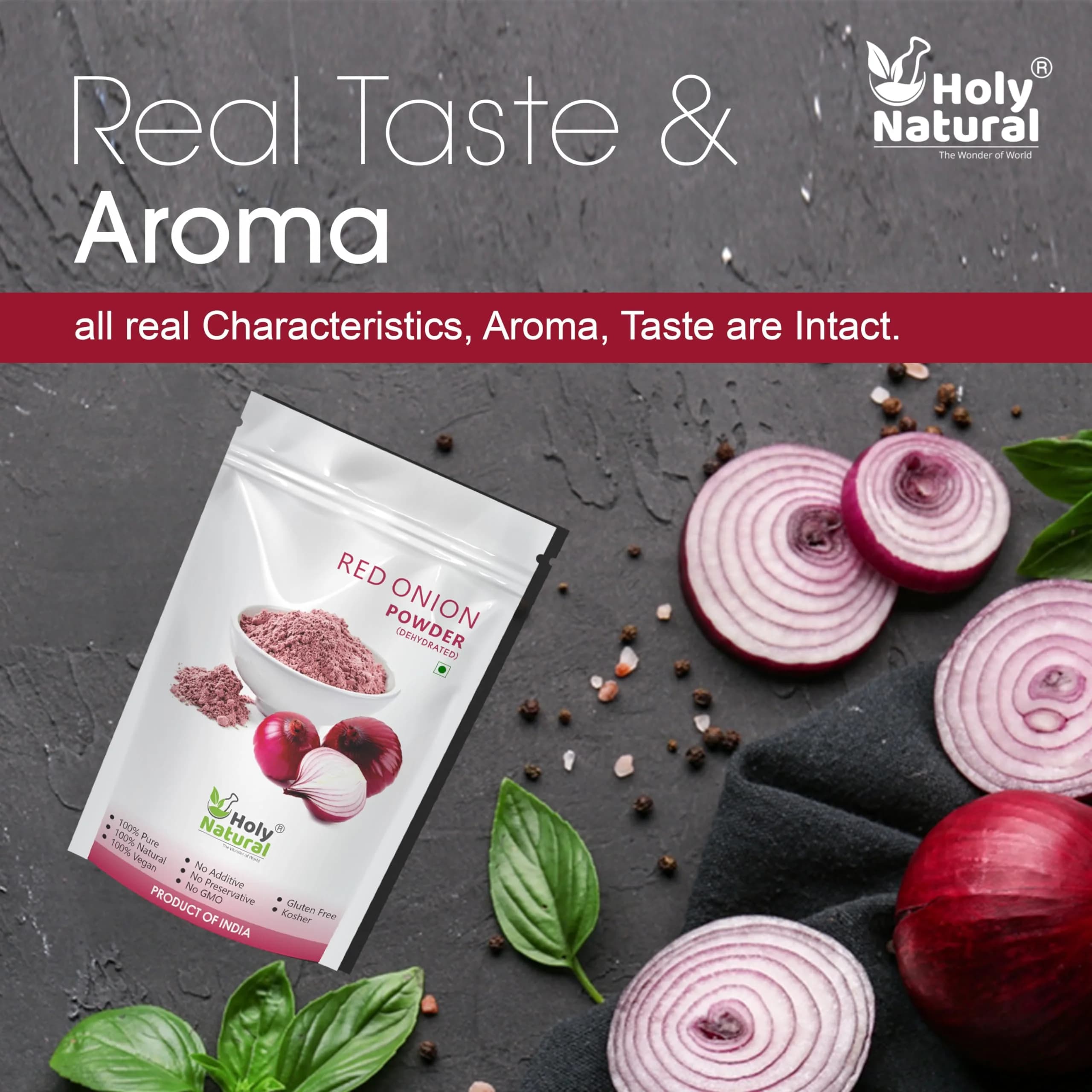 Holy Natural Red Onion Powder (Dehydrated) 100g (3.52oz) | Organic & Vegetarian - view 6