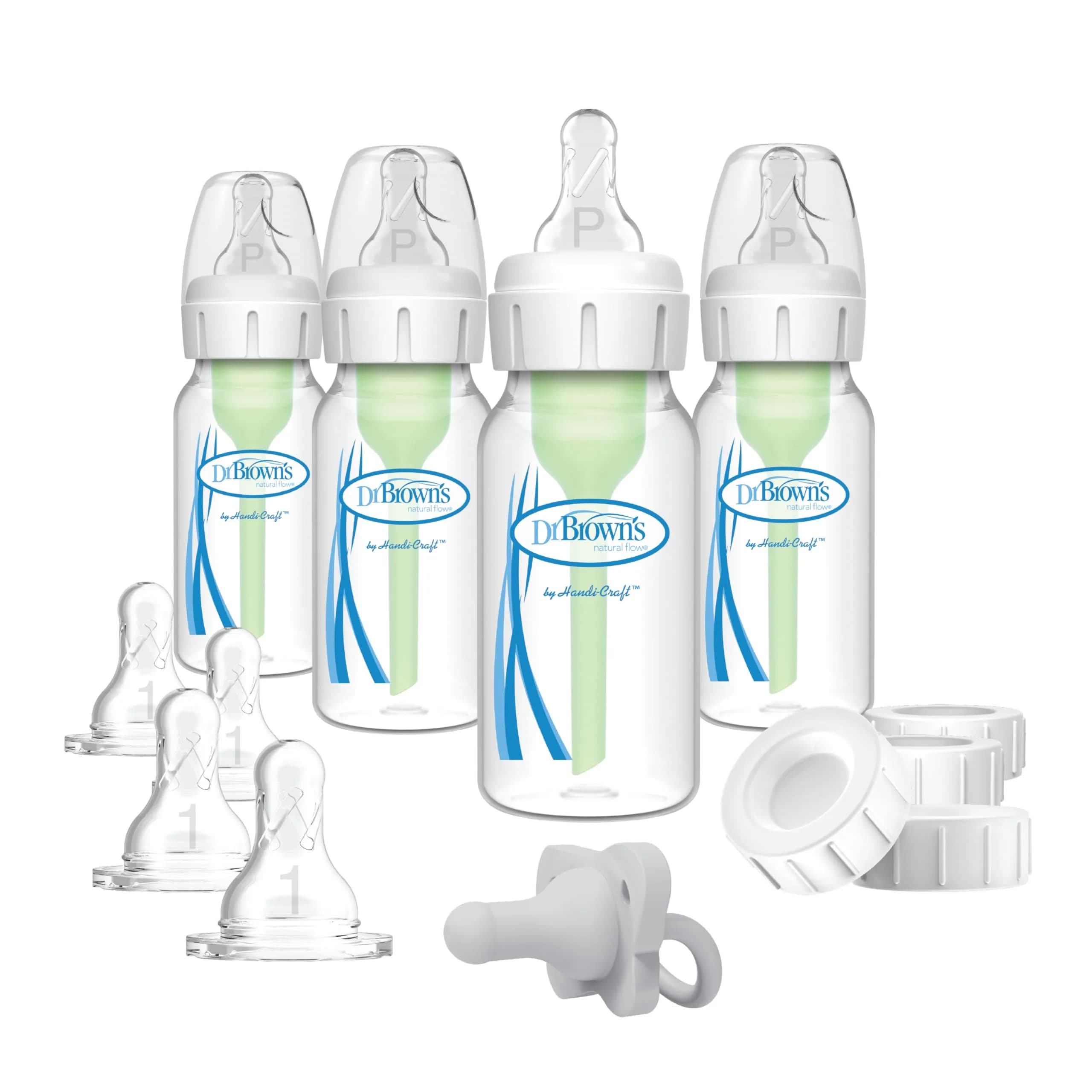 Dr. Brown's Anti-Colic Clear Baby Feeding Set with Slow Flow Nipples and Pacifier - main product image
