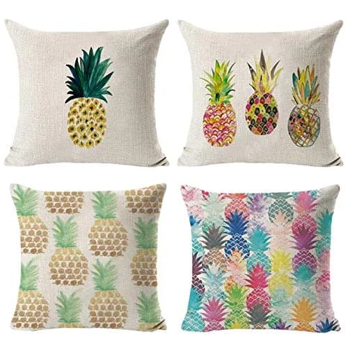 NYDECOR Decorative Throw Pillow Covers Pineapple Pillow Cases Cotton Linen 18x18 | Indoor Outdoor Decor thumbnail 1