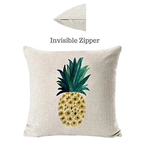 NYDECOR Decorative Throw Pillow Covers Pineapple Pillow Cases Cotton Linen 18x18 | Indoor Outdoor Decor thumbnail 2