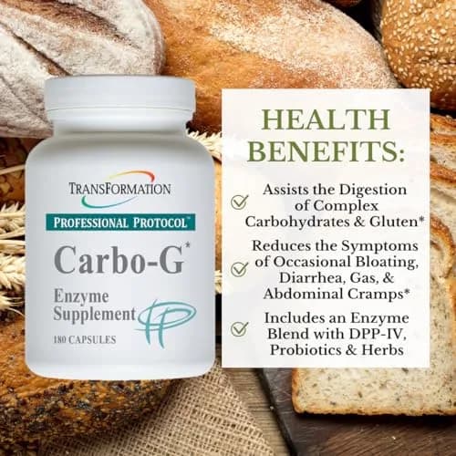 TRANSFORMATION Carbo-G Enzyme Supplement 180 Capsules | Gluten-Free Digestive Support thumbnail 1