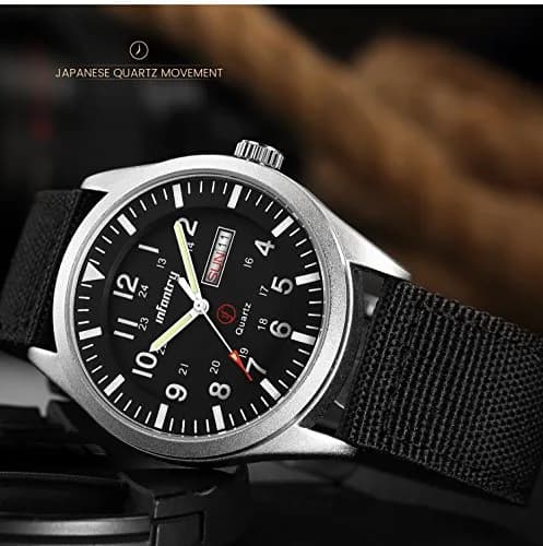 Infantry Military Field Watch 40mm Black Nylon Band | 5ATM Waterproof Analog Quartz thumbnail 7