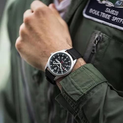 Infantry Military Field Watch 40mm Black Nylon Band | 5ATM Waterproof Analog Quartz thumbnail 2