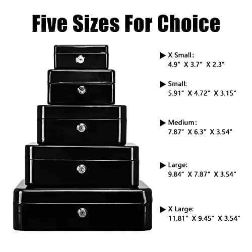 KYODOLED Small Cash Box with Key Lock, Metal Storage Box, Portable Handle, 150x120x80mm, Black thumbnail 6