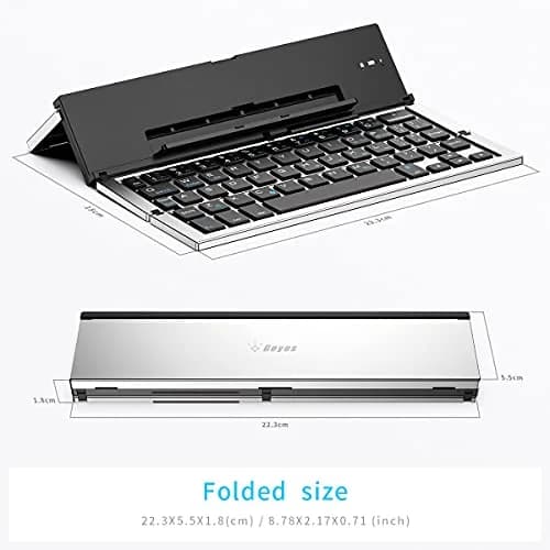 Geyes Foldable Bluetooth Keyboard Silver | Lightweight Portable Wireless Keyboard with Stand thumbnail 4