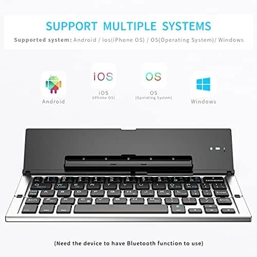 Geyes Foldable Bluetooth Keyboard Silver | Lightweight Portable Wireless Keyboard with Stand thumbnail 2