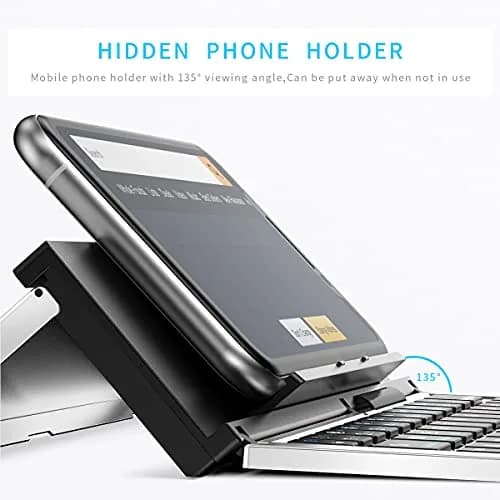 Geyes Foldable Bluetooth Keyboard Silver | Lightweight Portable Wireless Keyboard with Stand thumbnail 3