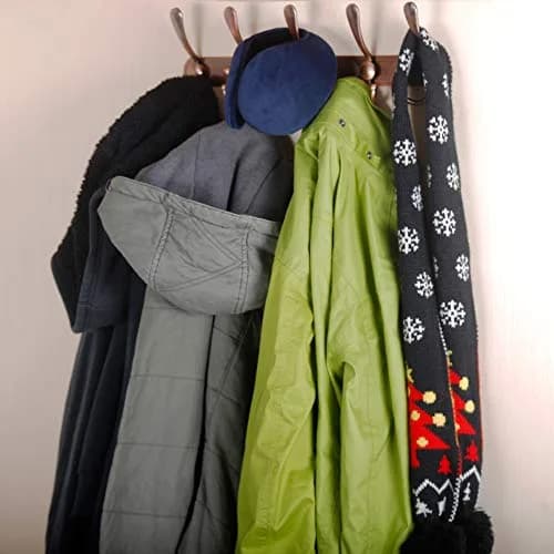 Dseap Wall Mounted Coat Rack - 5 Tri Hooks, Heavy Duty, Stainless Steel, Metal Coat Hook Rail for Coat Hat Towel Purse Robes Mudroom Bathroom Entryway (Antique Copper, 2 Packs) thumbnail 7