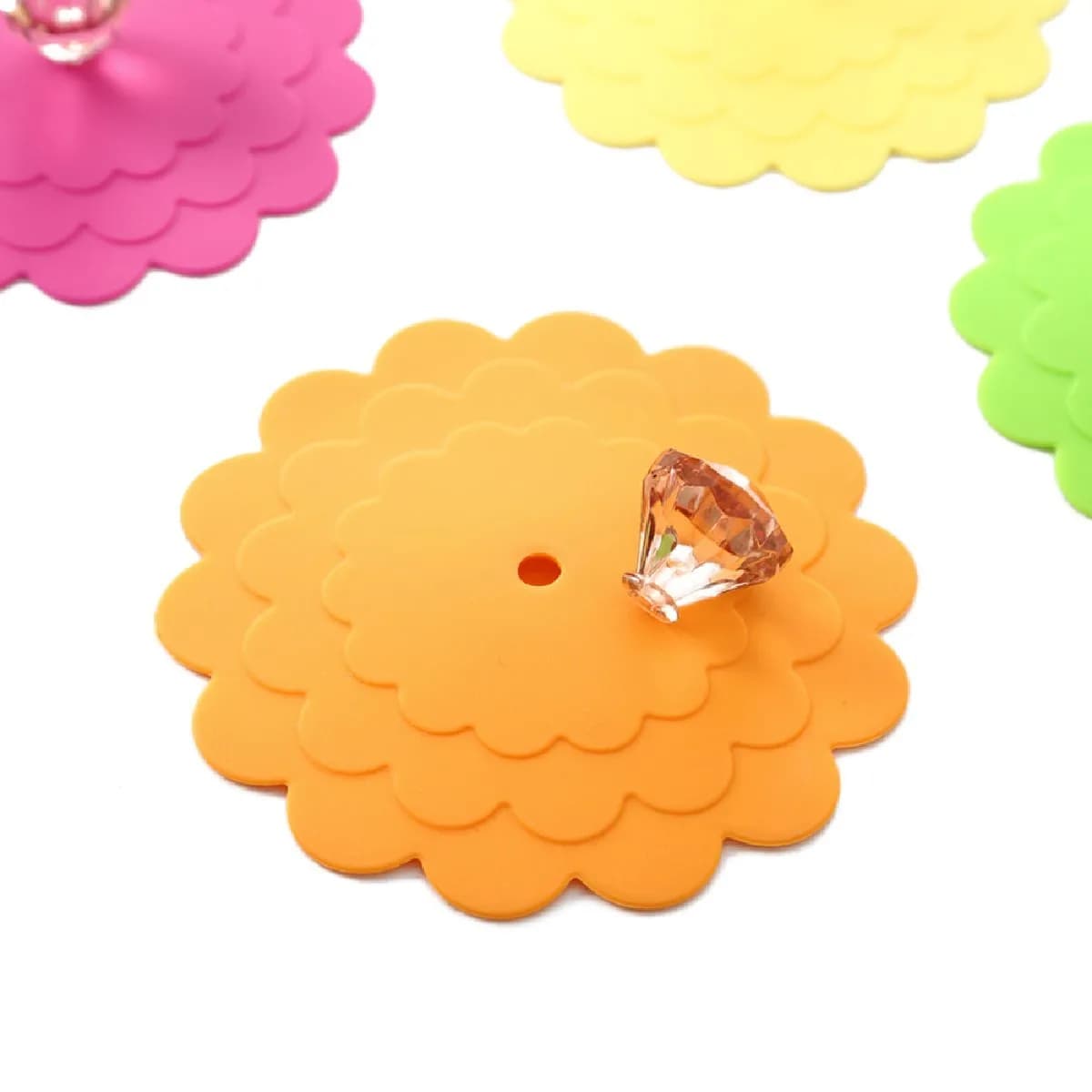 Colinda Extra Large Silicone Mug Lid Set with Diamond Knob | 6-Pack, Bright Color Assortment, 11.9 cm (4.7") - view 7