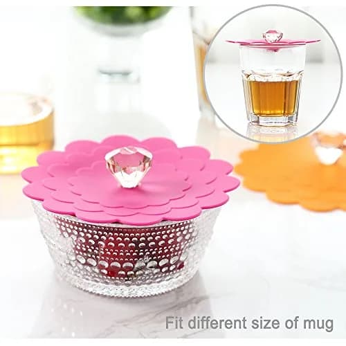 Colinda Extra Large Silicone Mug Lid Set with Diamond Knob | 6-Pack, Bright Color Assortment, 11.9 cm (4.7") thumbnail 3