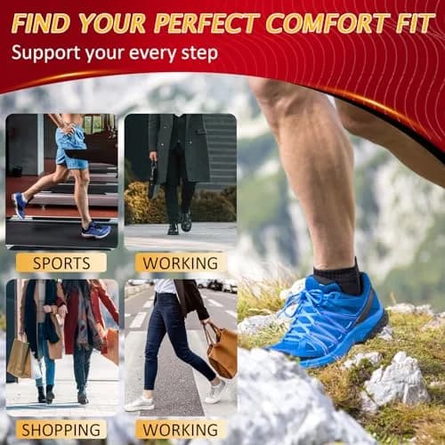 Ailaka High Arch Support Shoe Insoles for Flat Feet - Orthotic Insoles for Men & Women, Plantar Fasciitis Relief, Black (2.8cm Arch Height) thumbnail 6