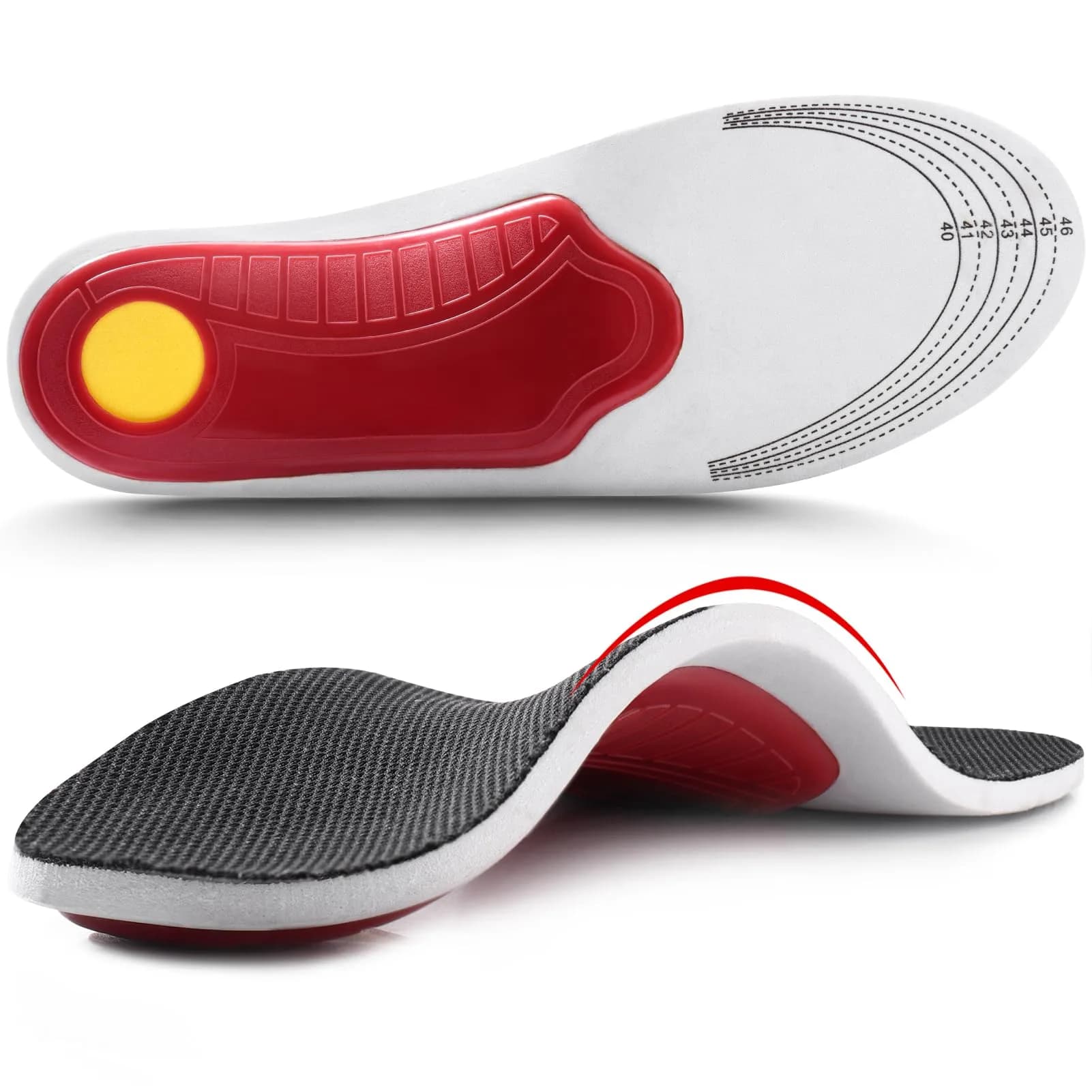 Ailaka High Arch Support Shoe Insoles for Flat Feet - Orthotic Insoles for Men & Women, Plantar Fasciitis Relief, Black (2.8cm Arch Height)