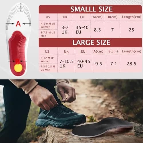 Ailaka High Arch Support Shoe Insoles for Flat Feet - Orthotic Insoles for Men & Women, Plantar Fasciitis Relief, Black (2.8cm Arch Height) thumbnail 4